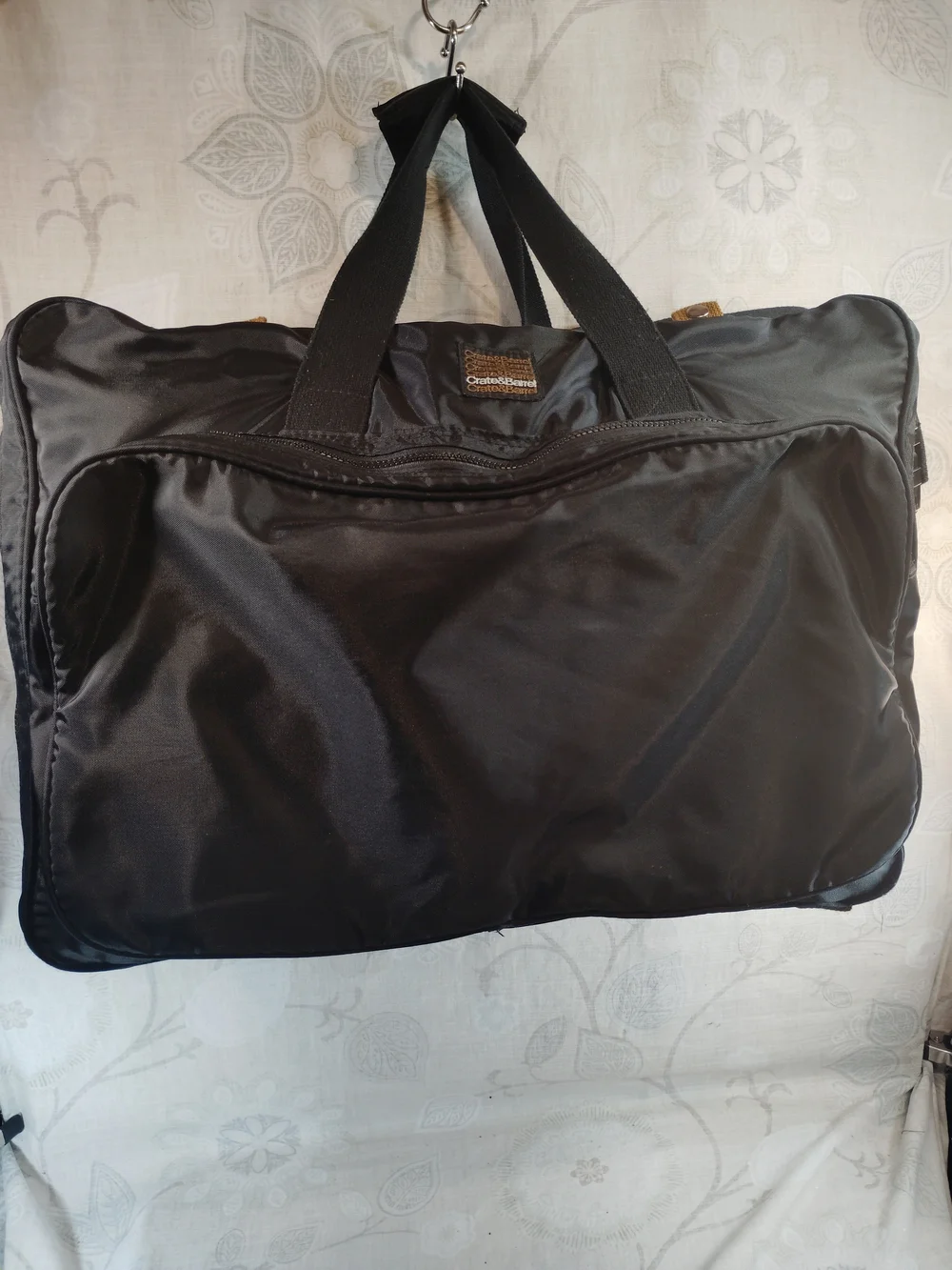 Crate & Barrel Black w/ Brown Accents Weekender Travel /Duffel Bag